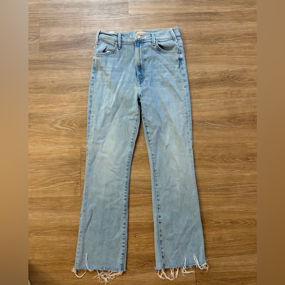 MOTHER denim light wash straight leg jeans